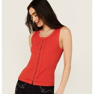 Idyllwind Women's Edna Button Front Ribbed Tank NWOT